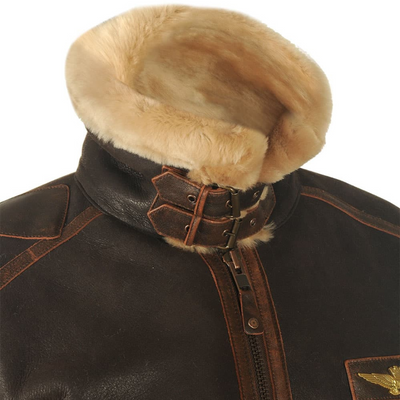 Henrik | Men's Flight Jacket Made of Genuine Leather with Fur Collar