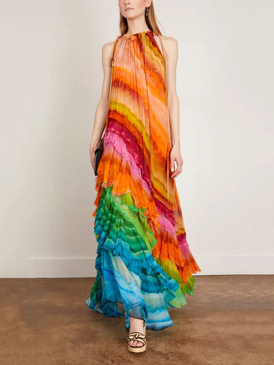 Velia - Flowy Ankle-Length Chiffon Dress