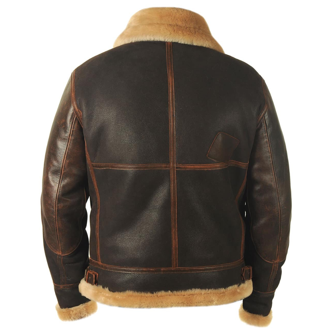 Henrik | Men's Flight Jacket Made of Genuine Leather with Fur Collar