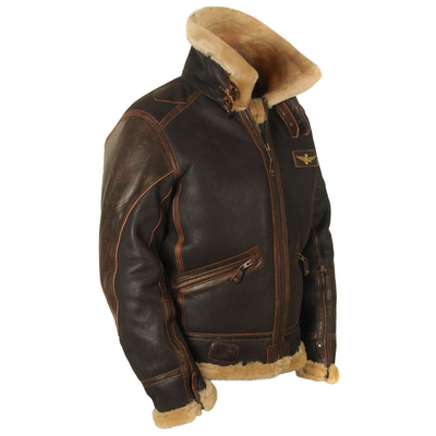 Henrik | Men's Flight Jacket Made of Genuine Leather with Fur Collar