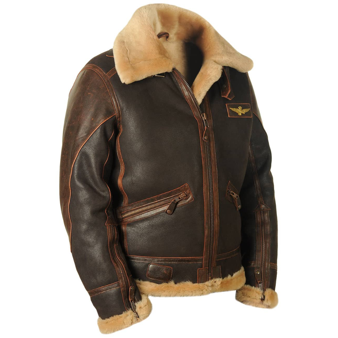 Henrik | Men's Flight Jacket Made of Genuine Leather with Fur Collar