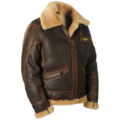 Henrik | Men's Flight Jacket Made of Genuine Leather with Fur Collar