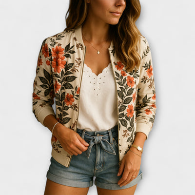 Kaelin - Elegant Floral Bomber Jacket