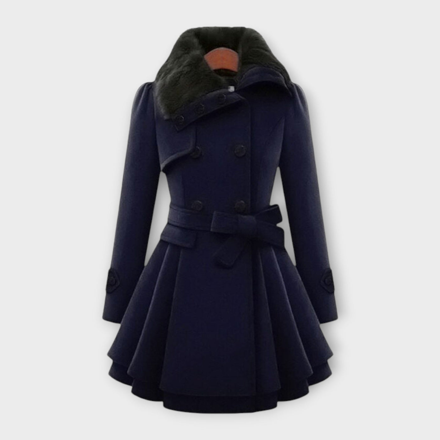 Elivara | Elegant Coat with Fur Collar