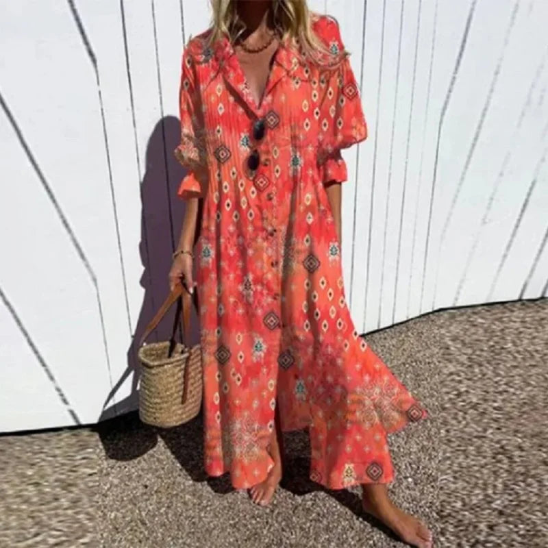 Caitlyn - Bohemian Puff Sleeve Maxi Dress