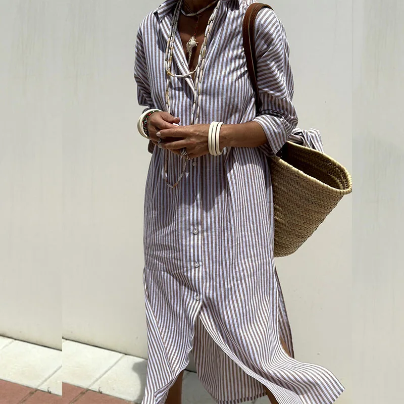 Nicole - Comfortable Striped Midi Dress