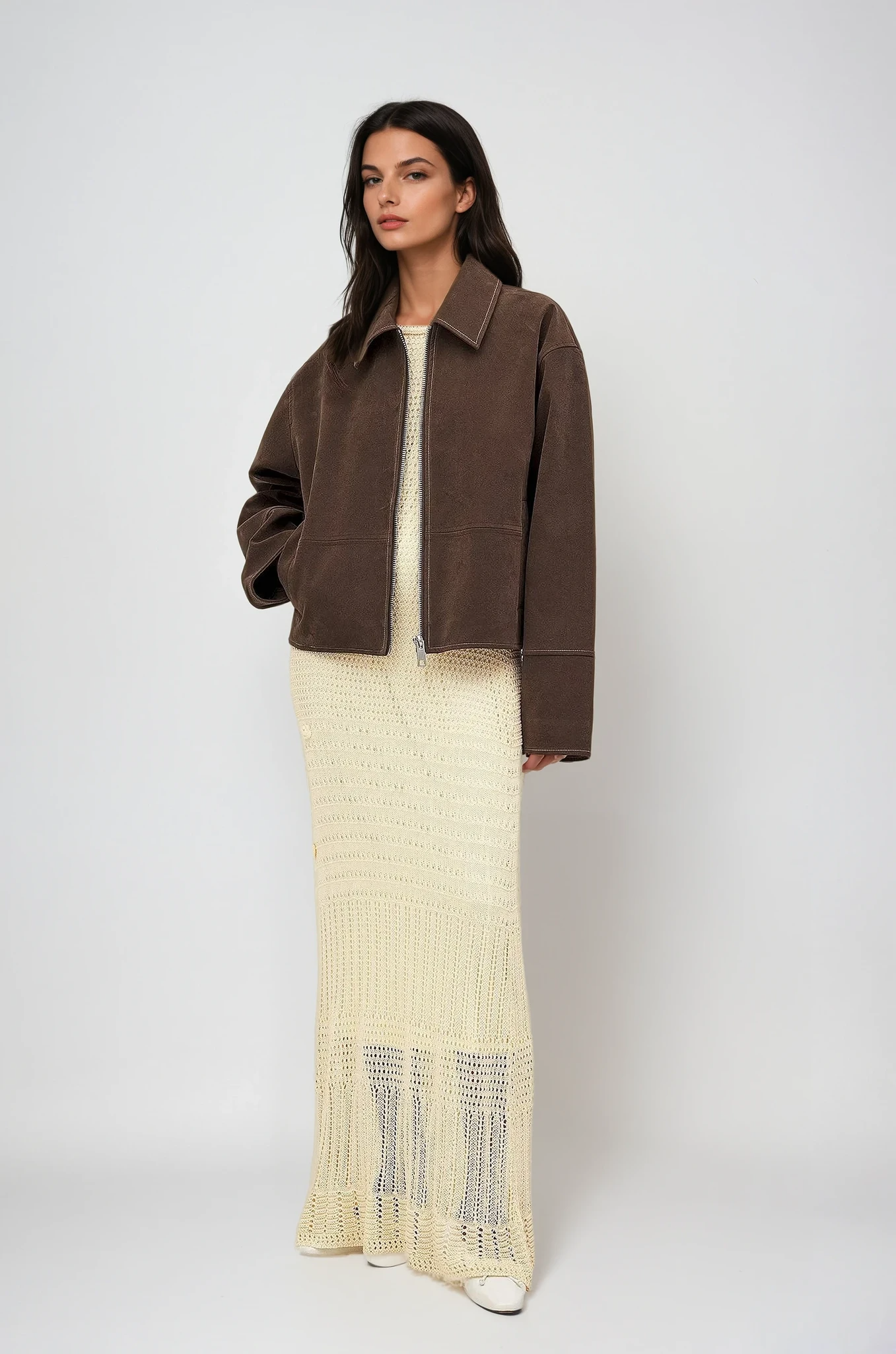 Valira |  Faux Suede Zip Jacket